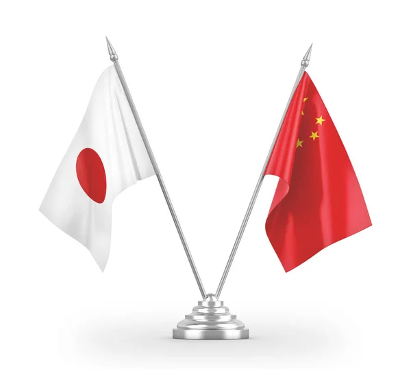 China and Japan table flags isolated on white 3D rendering — Stock Photo, Image