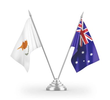 Avustralya ve Kıbrıs Rum Kesimi bayrakları beyaz 3d renge izole edildi