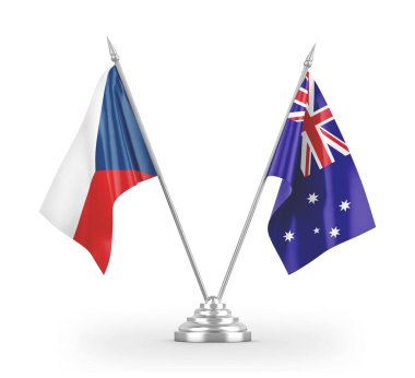 Avusturalya ve Çek Cumhuriyeti bayrakları beyaz 3D görüntüleme üzerinde izole edildi