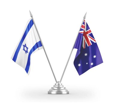 Avustralya ve İsrail bayrakları beyaz 3D görüntüleme üzerinde izole edildi