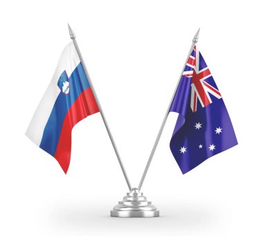 Avustralya ve Slovenya masa bayrakları beyaz 3d rengarenk