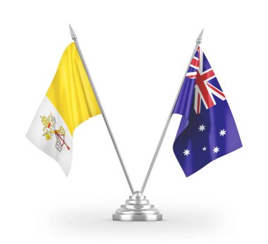 Avustralya ve Vatikan bayrakları beyaz 3D görüntüleme üzerinde izole edildi