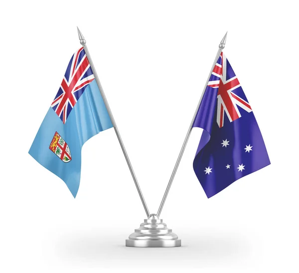 Ausztrália és Fidzsi tábla zászlók elszigetelt fehér 3d renderelés — Stock Fotó