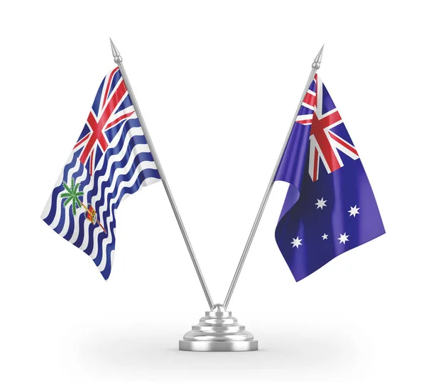 Ausztrália és a Brit Indiai Terület tábla zászlók elszigetelt fehér 3d renderelés — Stock Fotó