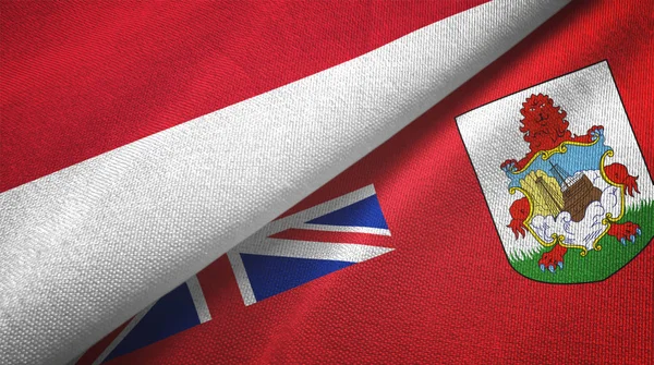 Indonesia y Bermudas dos banderas tela textil, textura de la tela — Foto de Stock