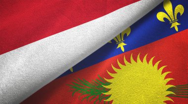 Endonezya ve Guadeloupe iki bayrak tekstil kumaşı, kumaş dokusu