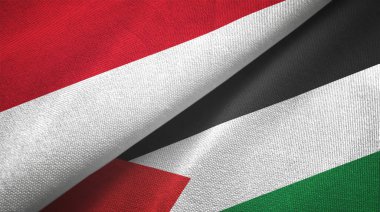 Endonezya ve Filistin iki bayrak tekstil kumaşı, kumaş dokusu