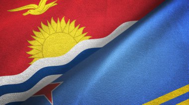 Kiribati ve Aruba iki bayraklı kumaş, kumaş dokusu
