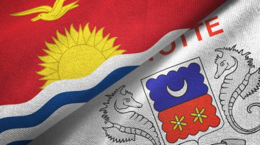 Kiribati ve Mayotte iki bayraklı kumaş, kumaş dokusu