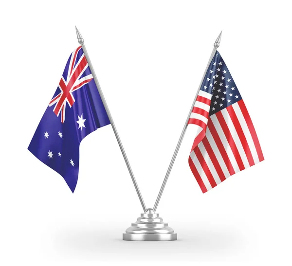 United States and Australia table flags isolated on white 3D rendering — Stock Photo, Image
