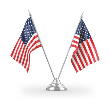 United States and United States table flags isolated on white 3D rendering