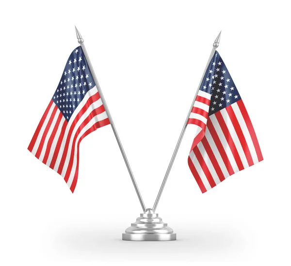Spojené státy a Spojené státy americké tabulky vlajky izolované na bílém 3D vykreslování — Stock fotografie