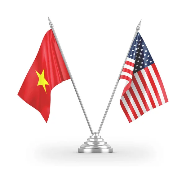 United States and Vietnam table flags isolated on white 3D rendering — Stock Photo, Image