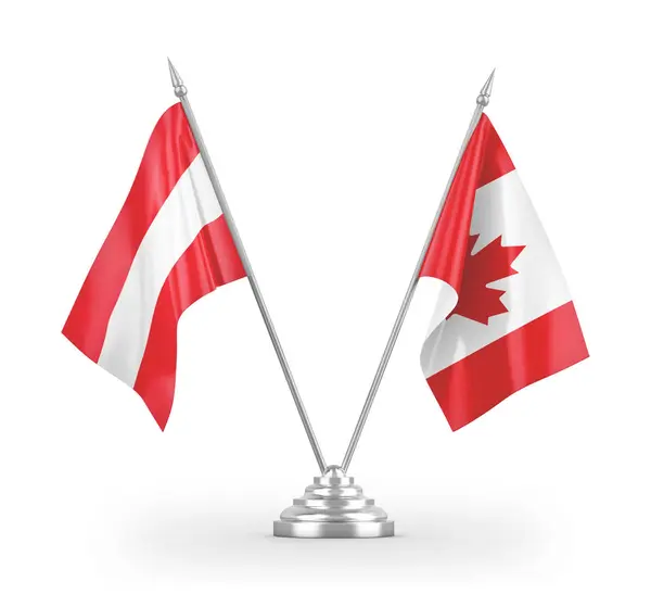 Canada and Austria table flags isolated on white 3D rendering — Stock Photo, Image