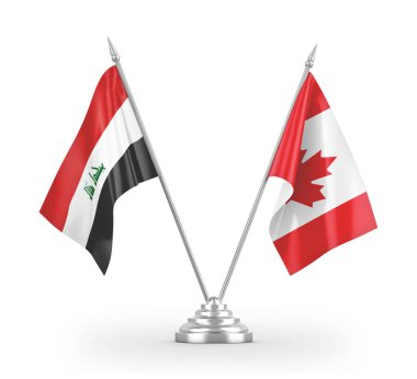 Kanada ve Irak bayrakları beyaz 3D görüntülerde izole edildi