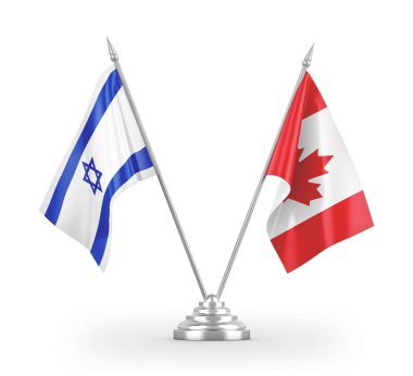 Kanada ve İsrail bayrakları beyaz 3D görüntüleme üzerinde izole edildi
