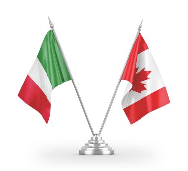 Kanada ve İtalya 'nın bayrakları beyaz 3D görüntülerde izole edildi