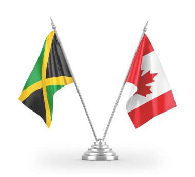 Kanada ve Jamaika bayrakları beyaz 3D görüntülerde izole edildi