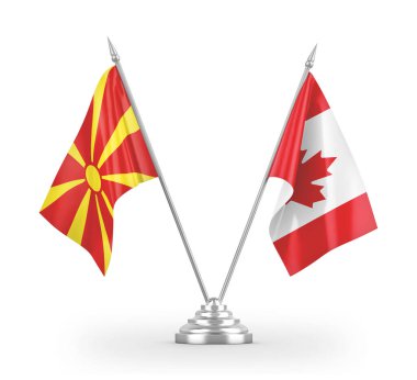 Kanada ve Kuzey Makedonya masa bayrakları beyaz 3D rencide edildi