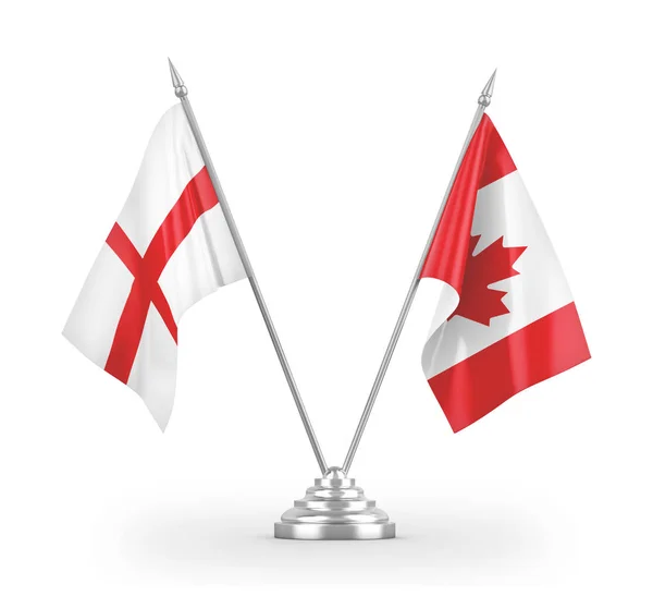 Canada en Engeland tafelvlaggen geïsoleerd op witte 3d rendering — Stockfoto