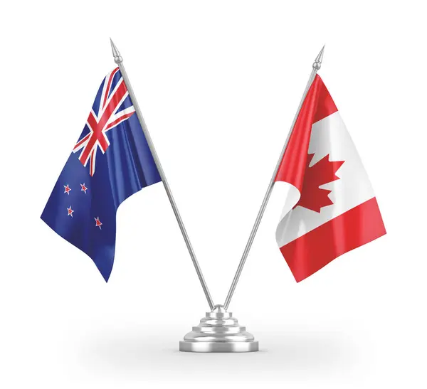 Kanada és Új-Zéland tábla zászlók elszigetelt fehér 3d renderelés — Stock Fotó