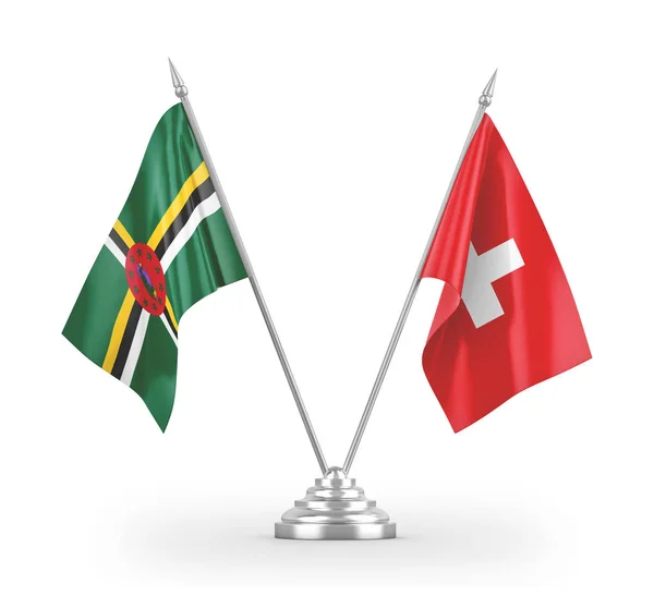 瑞士和多米尼加可分离国旗，白色3D渲染 — 图库照片