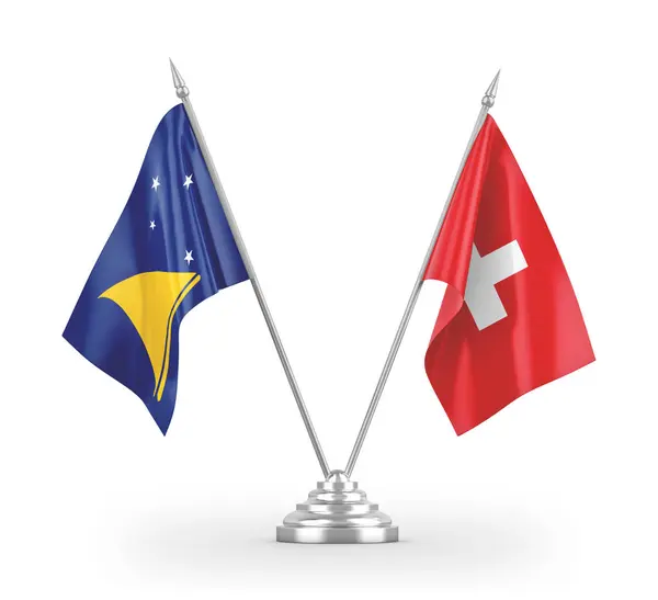 Швейцарія і Таблиці Токелау ізольовані на білому 3d рендерингу — стокове фото