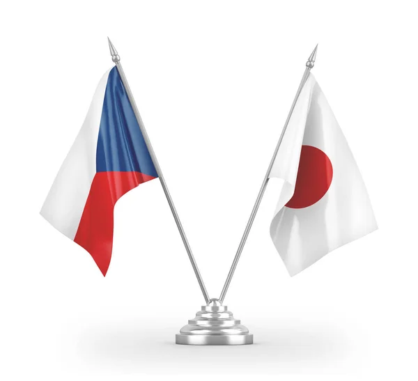 Japan and Czech Republic table flags isolated on white 3D rendering — Stock Photo, Image