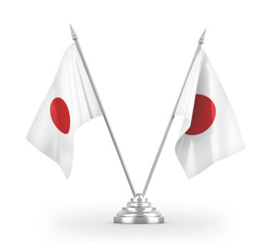 Japon bayrakları beyaz 3D görüntüleme üzerinde izole edildi