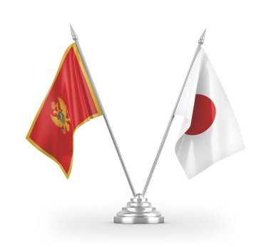 Japonya ve Karadağ 'ın bayrakları beyaz 3D renkte izole edildi