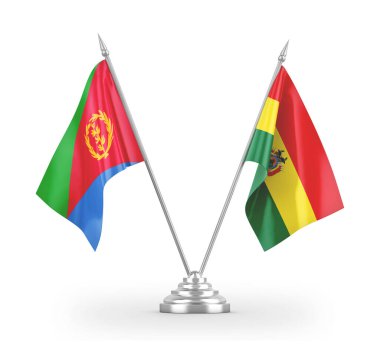 Bolivya ve Eritre tablo bayrakları beyaz 3d görüntüleme üzerinde izole