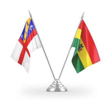 Bolivya ve Herm tablo bayrakları beyaz 3d görüntüleme üzerinde izole