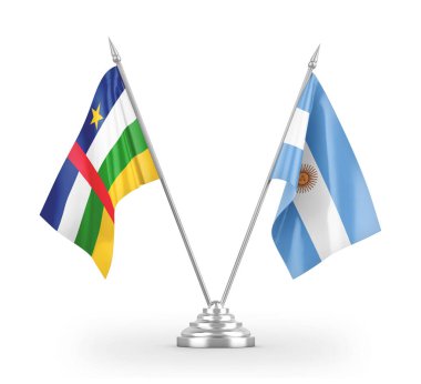 Argentina and Central African Republic table flags isolated on white 3D rendering 