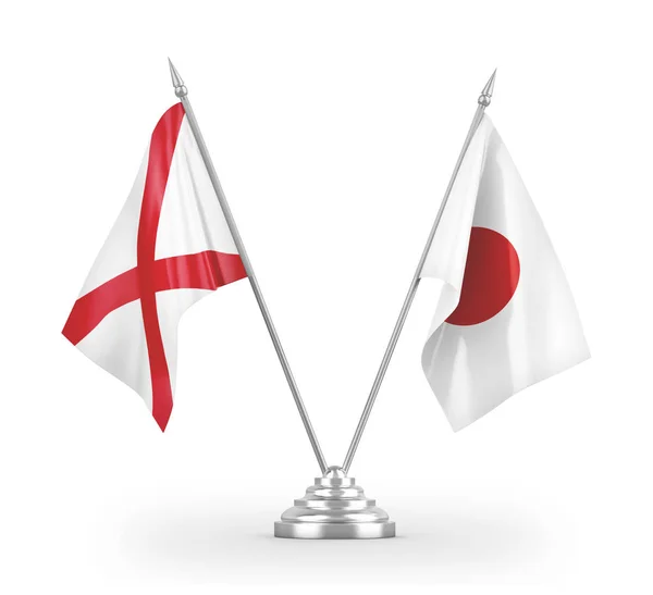 Japan and Northern Ireland table flags isolated on white 3D rendering — Stock Photo, Image