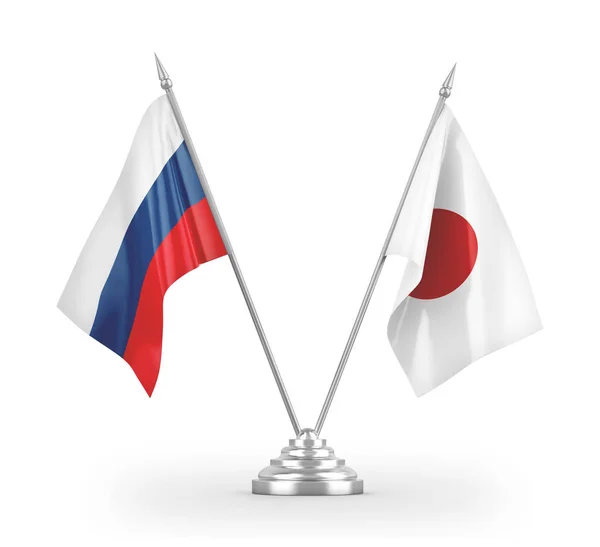 Japan and Russia table flags isolated on white 3D rendering — Stock Photo, Image