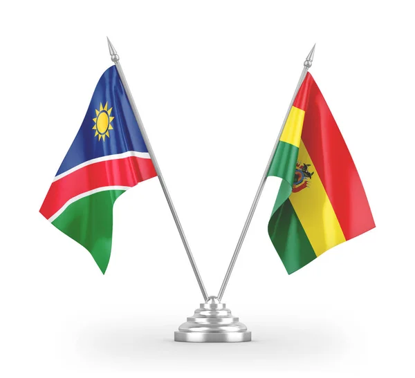 Bolivia en Namibië tafelvlaggen geïsoleerd op witte 3d weergave — Stockfoto