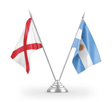 Argentina and Northern Ireland table flags isolated on white 3D rendering