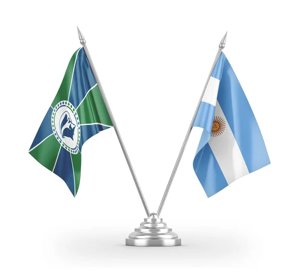 Argentina and Martinique table flags isolated on white 3D rendering — Stock Photo, Image