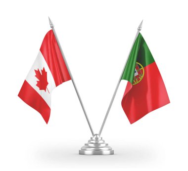 Portugal and Canada table flags isolated on white 3D rendering 