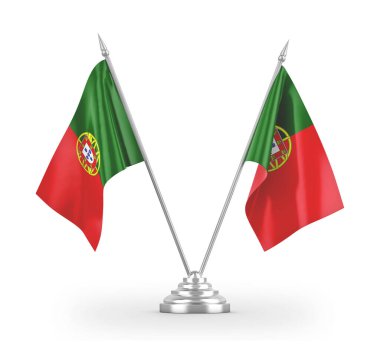 Portugal table flags isolated on white 3D rendering