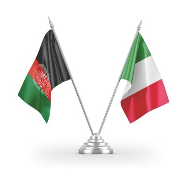 Italy and Afghanistan table flags isolated on white 3D rendering 