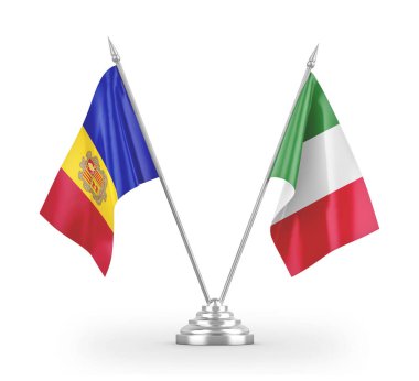 Italy and Andorra table flags isolated on white 3D rendering 
