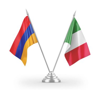 Italy and Armenia table flags isolated on white 3D rendering 