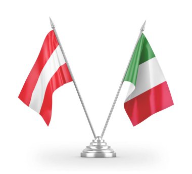 Italy and Austria table flags isolated on white 3D rendering 