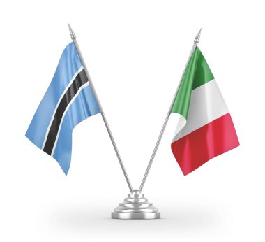 Italy and Botswana table flags isolated on white 3D rendering 