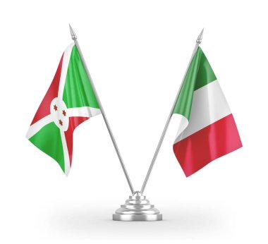 Italy and Burundi table flags isolated on white 3D rendering 