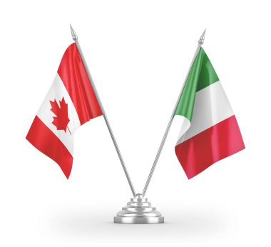Italy and Canada table flags isolated on white 3D rendering 