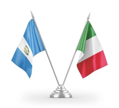 Italy and Guatemala table flags isolated on white 3D rendering