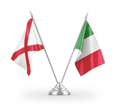 Italy and Northern Ireland table flags isolated on white 3D rendering