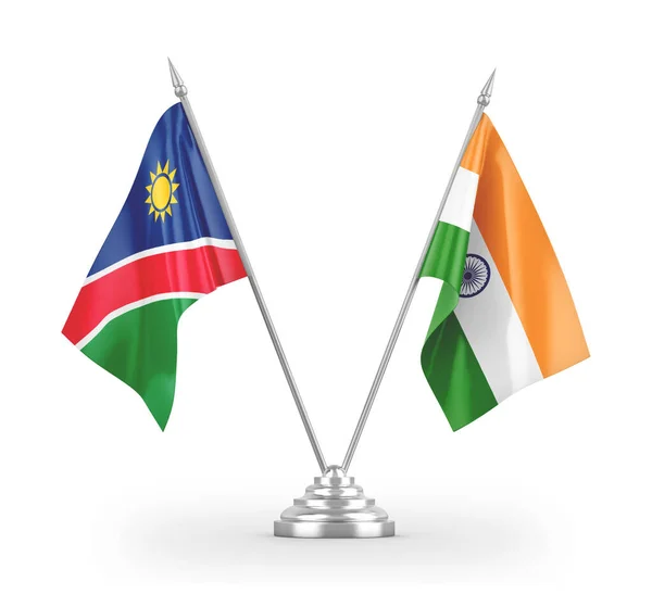 India és Namíbia tábla zászlók elszigetelt fehér 3d renderelés — Stock Fotó